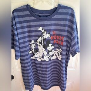 The Disney Store Men’s NWOT Vintage “The Mouse Pack” Graphic Blue Striped Tee XL